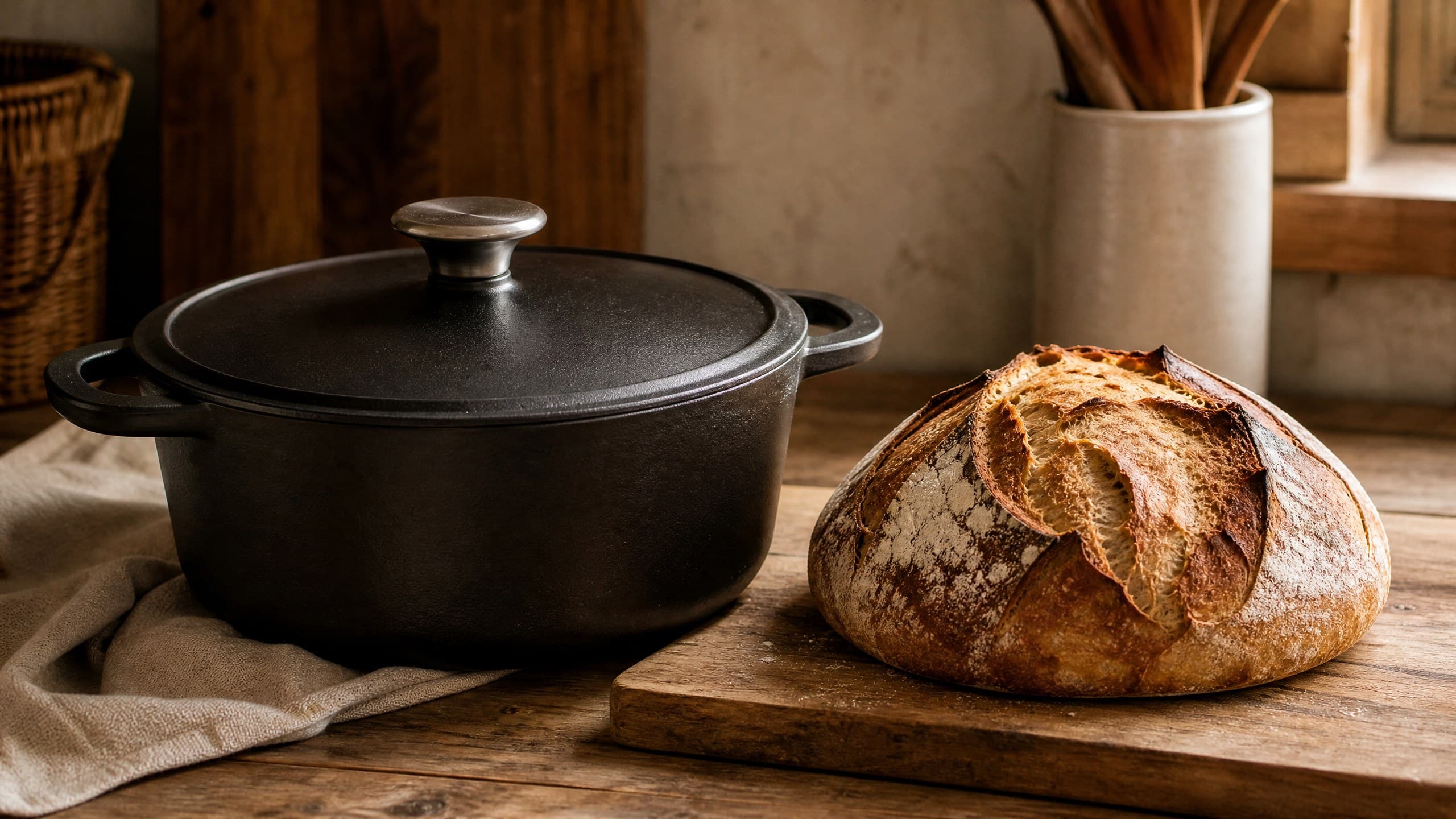 Best Dutch Oven for Sourdough Bread — gear photographed on a warm cream background