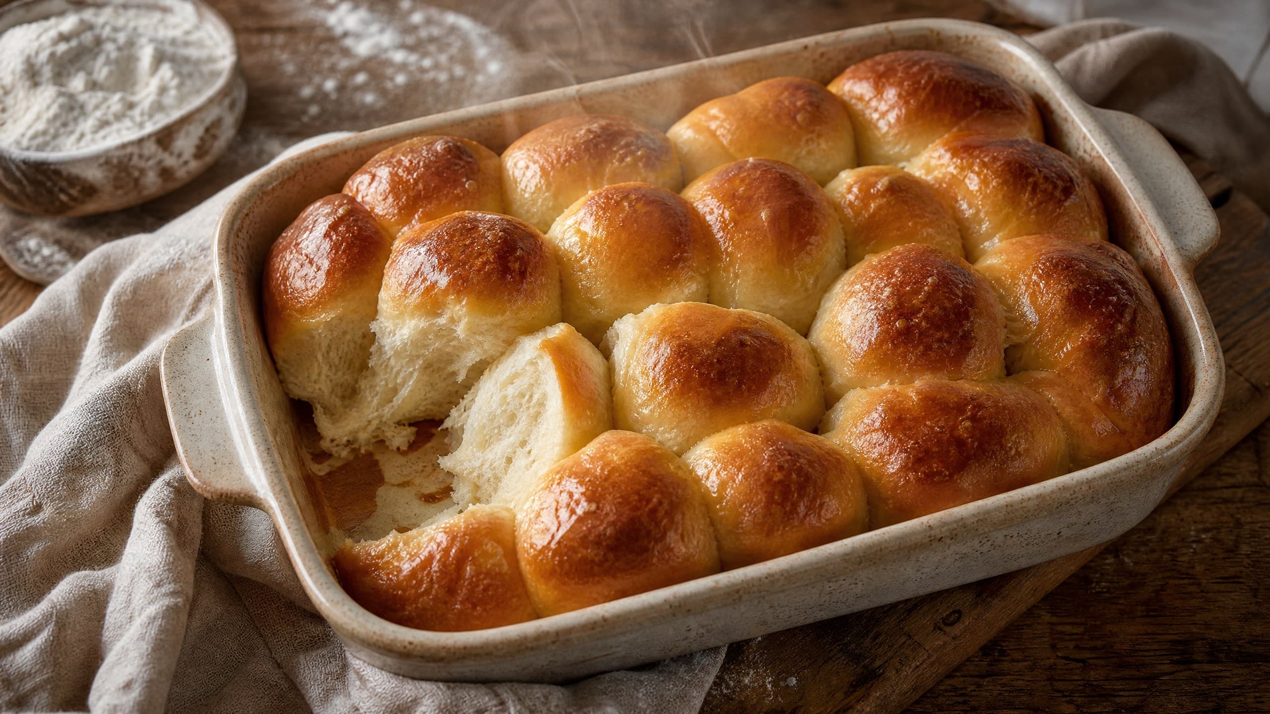 Warm sourdough discard dinner rolls made with sourdough discard