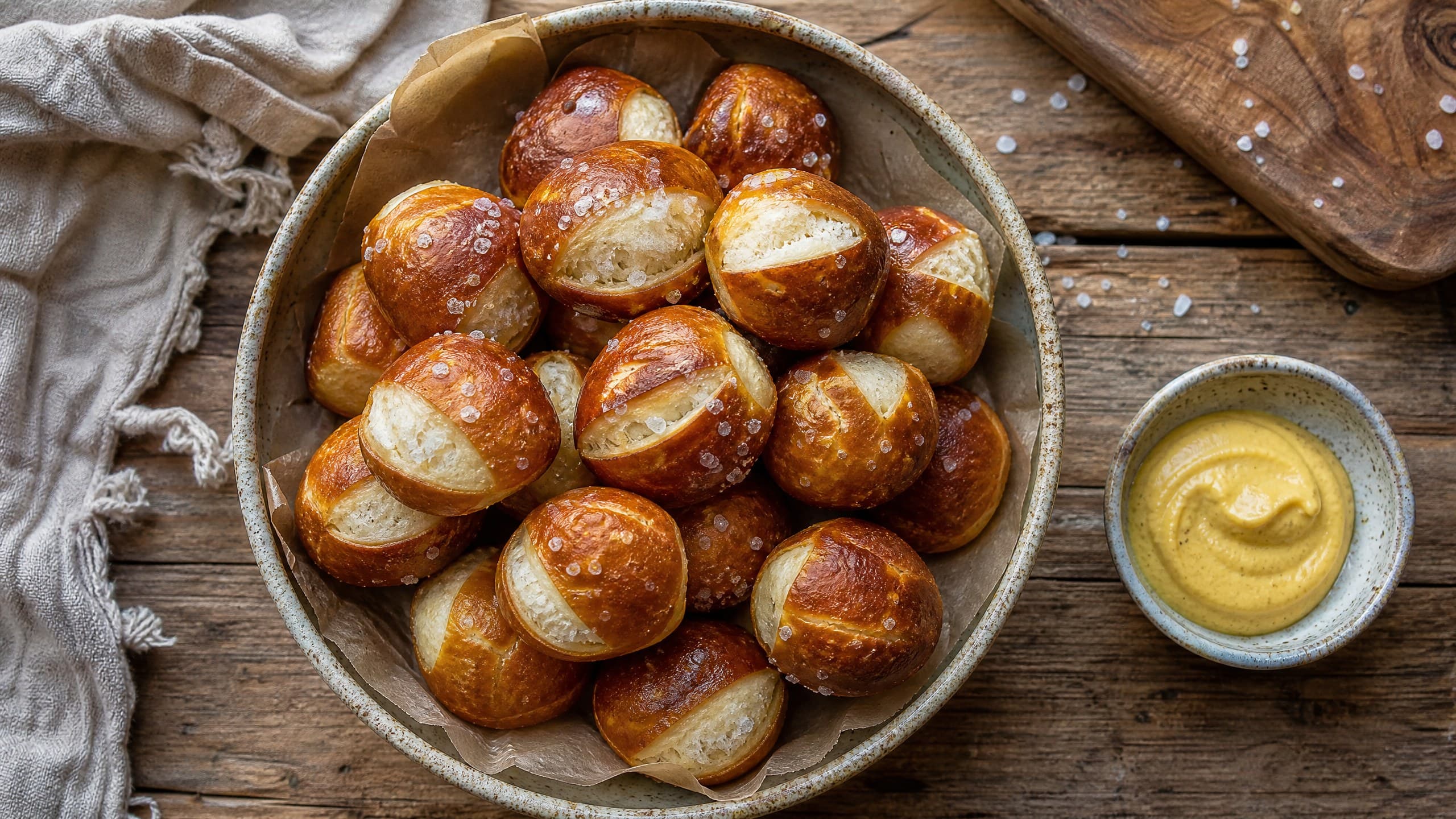 Warm sourdough discard pretzel bites made with sourdough discard