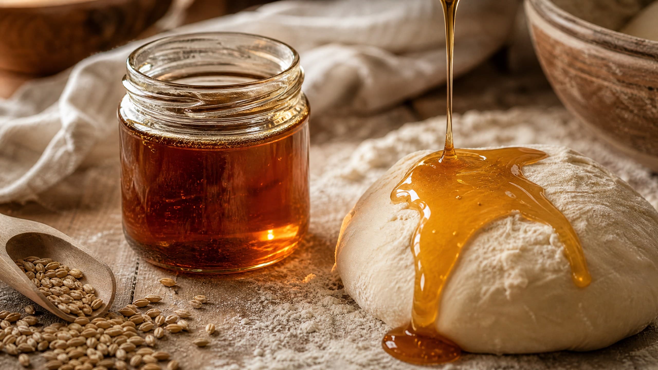 Barley Malt Syrup in Bread: Uses and Substitutes guide illustrated on a warm cream background