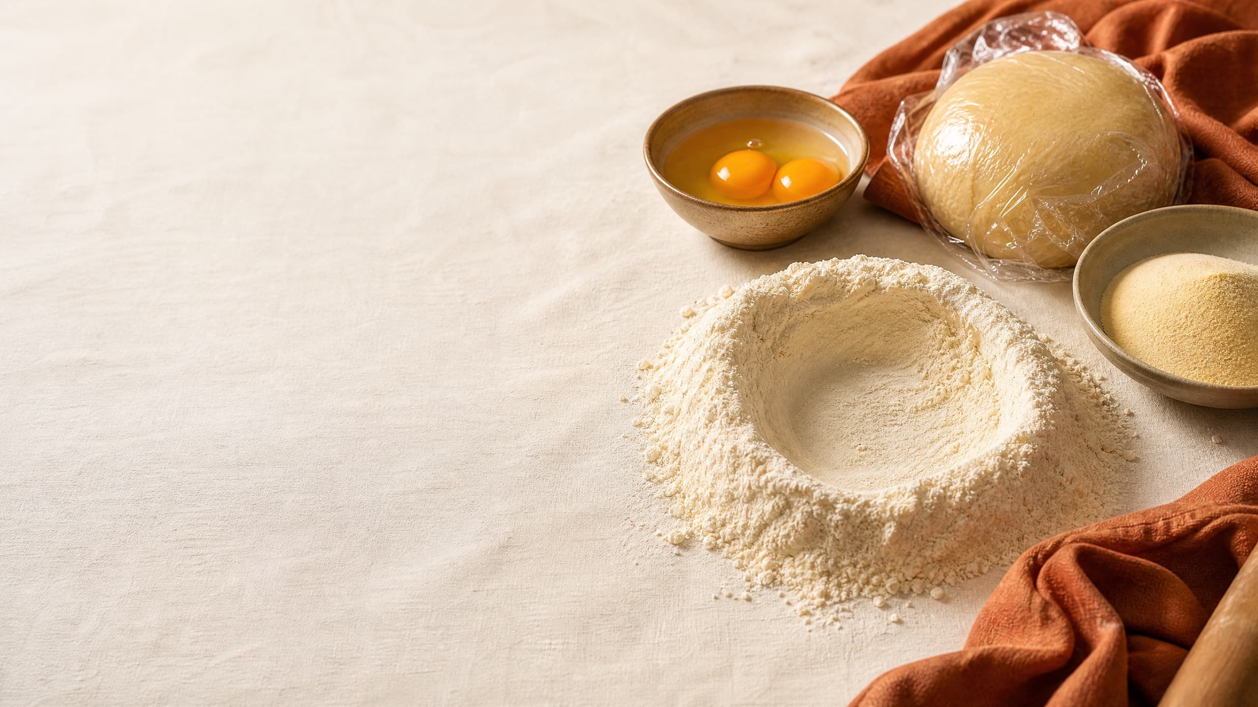 Homemade Pasta Dough: The 3-Ingredient Master Recipe guide illustrated on a warm cream background