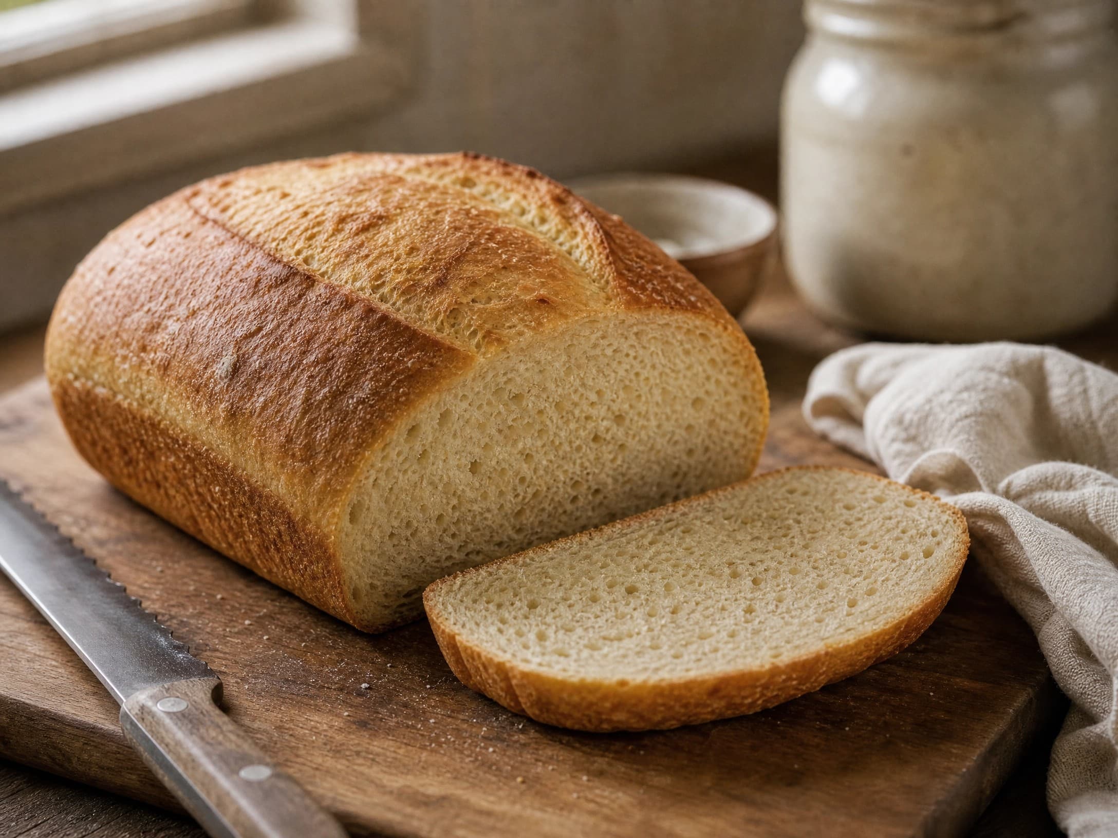 Warm sourdough discard bread made with sourdough discard