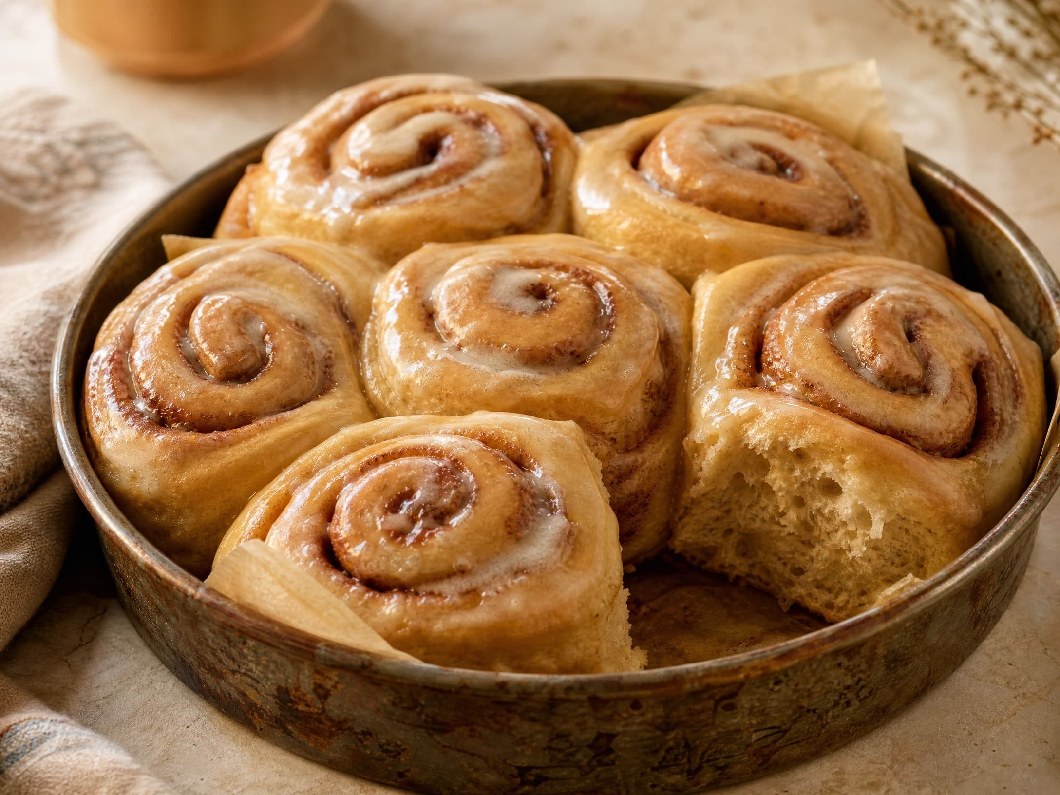 Warm sourdough discard cinnamon rolls made with sourdough discard