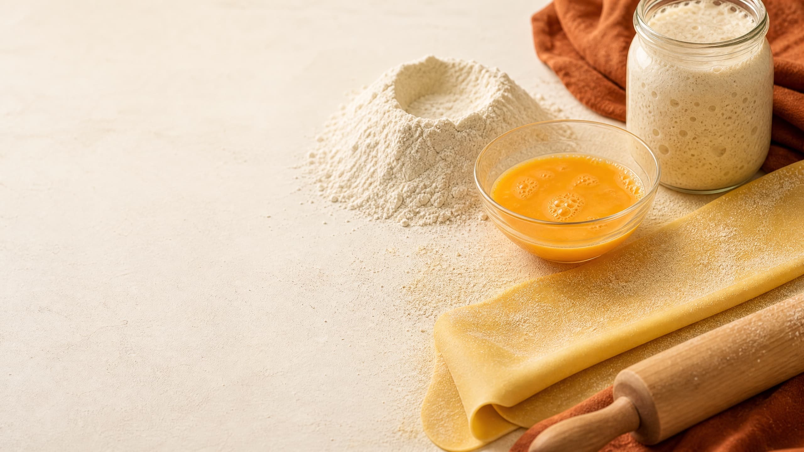 Sourdough Pasta: The Complete Guide (Starter or Discard) guide illustrated on a warm cream background